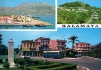 Bus Coach Ships At Kalamata Greece Transportation Postcard