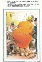 Bus Conductor Fat Lady Man Pinching Bum Comic Humour Postcard