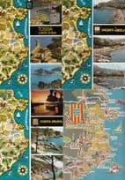 Calella De La Costa Dorada 2x Spanish Map Postcard s