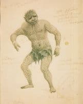 Caliban in The Tempest Shakespeare 1930s Play Costume Design Postcard