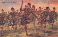 Cameron Highlanders Charge Up The Hill Harry Payne Tucks Postcard