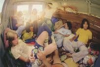 Camper Transit Van Of Extreme Sports Skaters Going To Race Postcard