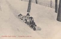 Canadian Sports Sport Series Tobogganing On Slopes Jolly Ride Postcard