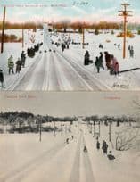 Canadian Winter Sports Series Tobogganing 2x Old Postcard s
