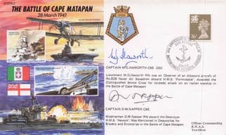 Captain MG Haworth DW Napper WW2 Battle Of Cape Matapan Hand Signed FDC