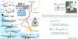 Captain Of 50th Anniversary First Aries Polar Flight MULTI Hand Signed FDC