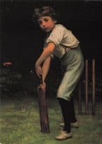 Captain Of The Eleven Child Victorian Cricket Painting Postcard