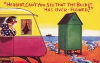 Caravan Portaloo Outside Old Toilet Disaster Overflow Comic Postcard