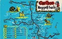 Cariboo Map Nuggett Trails Canada Postcard
