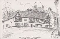 Castle Hedingham Halstead Essex Tea Rooms Local Artist Drawing 1970s Postcard