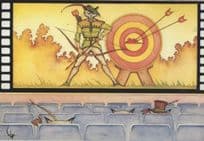 Cat As Robin Hood Archery Film Cats French Rare Painting Postcard