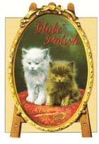 Cat Cats Romantic In Victorian Mirror Shoe Globe Polish Gloucester Rare Postcard