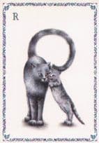 Cat Mother & Kitten Letter R Cats Alphabet French Postcard
