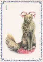 Cat With Ribbon As Baby Goat Lamb French Alphabet Letter J Postcard
