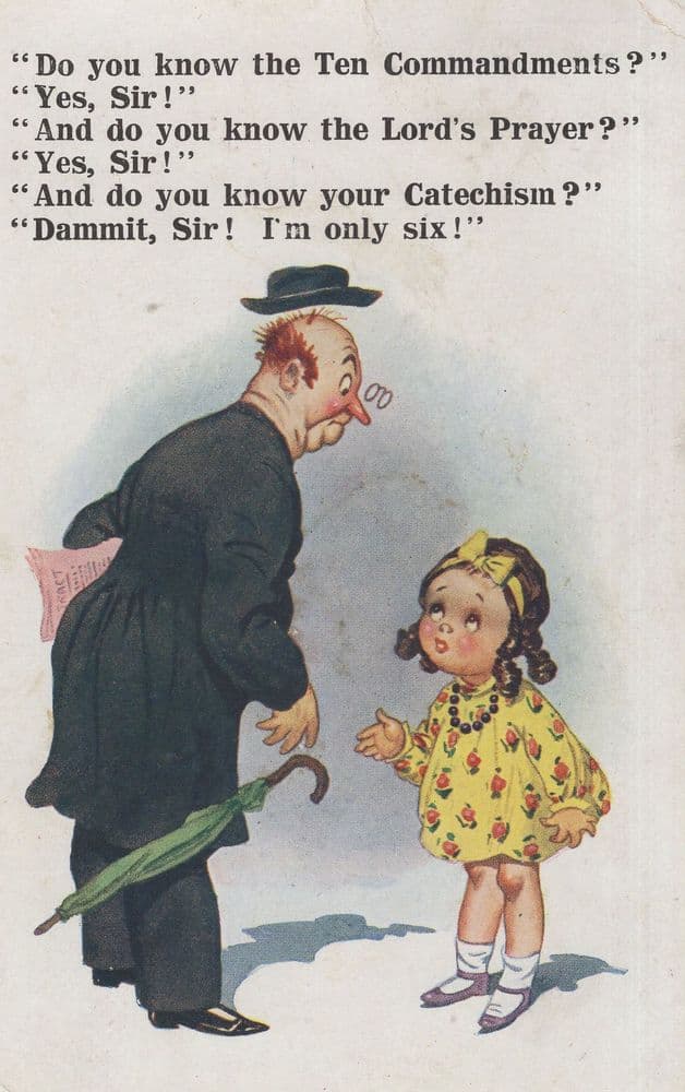 Catechism Ten Commandments Catholic Comic Postcard