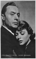 Charles Boyer Ingrid Bergman Rare Kwatta Belgium Postcard Size Film Photo