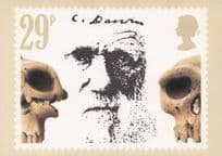 Charles Darwin Prehistoric Skulls Skeletons Ltd Edn Stamp Postcard
