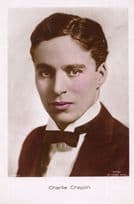 Charlie Chaplin Film Star Rare Vintage Hand Tinted Colored Postcard