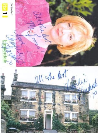 Charlie Hardwick as Val Pollard Woolpack Emmerdale 2x Hand Signed Photo