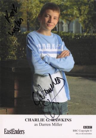 Charlie Hawkins as Darren Miller Eastenders Hand Signed Cast Card Photo
