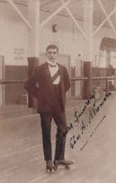 Chas Newman Ballroom Figure Skater Skating Antique Hand Signed Postcard