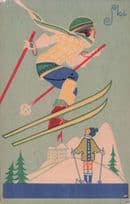Chaussures Raoul Rue De Rivoli Skiing Antique French Postcard