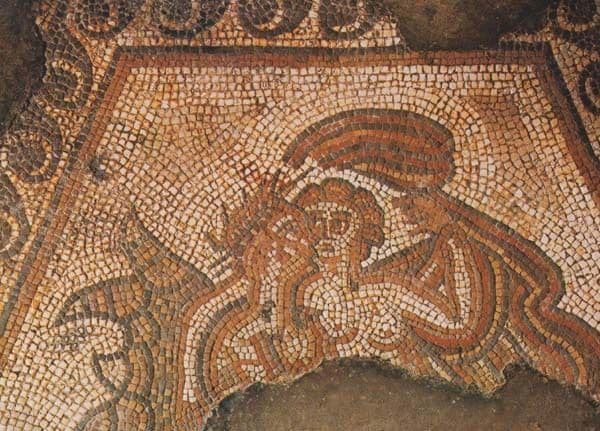 Chedworth Roman Villa Gloucester Head Of Satyr Nymph Mural Mythology ...