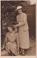 Cheeky Hairdresser Dog Playing With Ladies Hair Antique Real Photo Postcard