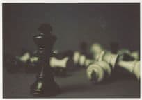Chess Board Pieces Collapsed After Match Game Battle Postcard