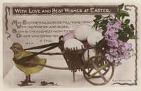 Chick Bird Transportation Easter Suffocating Transport Old RPC Postcard