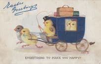 Chicken Weed Transportation Carriage Antique Chick Greetings Postcard