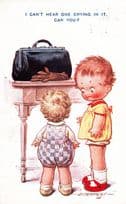 Child Hidden Crying In Suitcase Hostage D Tempest Antique Comic Humour Postcard