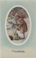 Child Ice Skater With Stone In Her Shoe Skating Old Postcard