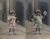 Child Postman Delivering Letters 2x Antique Postcard s