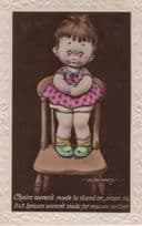 Child Standing On Chair Mouse Comic Real Photo Postcard