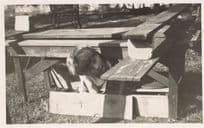 Child Stuck Under Pub Bench Old Real Photo Comic Disaster Postcard