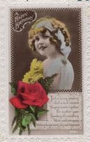 Child Wearing Goth Black Lipstick RPC Old Greetings Postcard