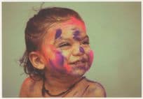 Child With Paint Coverered Carnival Face German Postcard