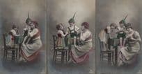 Children Dressed As Pixie Elf Gypsy Sewing 3x Old Postcard s