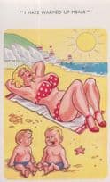 Children Hating Breast Milk Feeding Warmed Up Meals 1970s Comic Humour Postcard