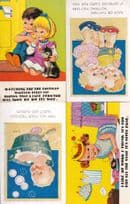 Children Ironing Bathtub Waiting For Postcard 4x Comic Postcard s