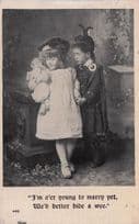 Children Military Girls Fashion Toy Doll Old Real Photo Postcard