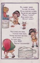 Children Playing As Lovers Marriage Partner Comic Humour Poetry Vintage Postcard