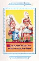 Children Playing Fancy Dress Red Indians Western Old Comic Postcard