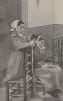 Children Reading The Rosary Antique Belgium PB Postcard