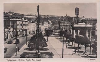 Chile Valparaiso British Arch Brazil Antique Rare Photo Postcard