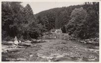 Chilld Playing In Mud River Burnfoot Rothbury Vintage Real Photo Postcard