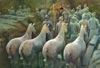 China Horse Farm Model Unearthing Relics Pottery Museum Chinese Postcard