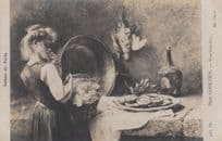 Chretien Gourmandise Salons De Paris French Food Painting Postcard