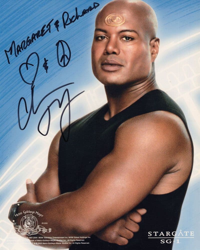 Christopher Judge Teal c Stargate SG1 God Of War 10x8 Hand Signed Photo